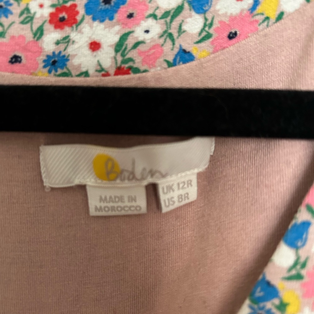 Boden Eva Pink Floral/Milkshake Midi Tea Dress Jersey 12R - Picture 3 of 6